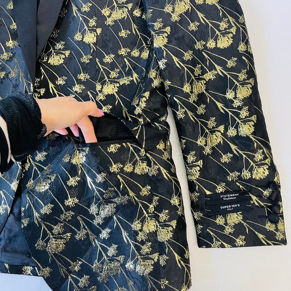 Gold Embroidered Suit Jacket exclusive STATEMENT Italy Confidence 38 R - Picture 3 of 12